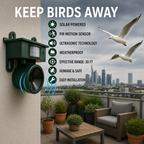 Bird Repellent | Sensor Solar-Powered | Animal-Friendly Bird of Prey Sounds | Birdfend