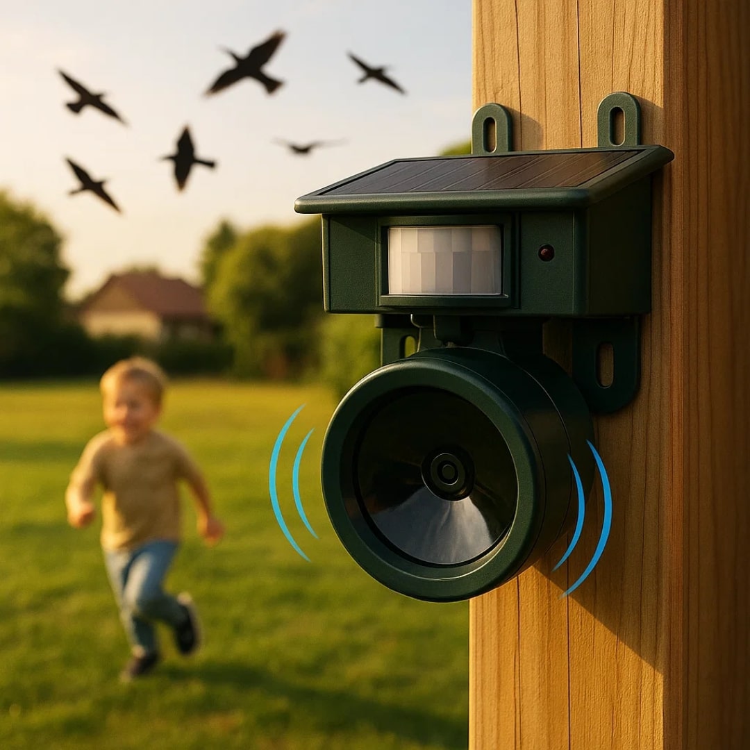 Bird Repellent | Sensor Solar-Powered | Animal-Friendly Bird of Prey Sounds | Birdfend