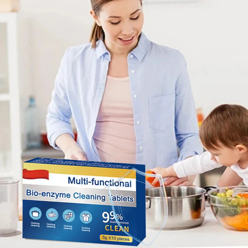 Organic Enzyme Cleaning Tablets | Lifts Stains, Dissolves Grease, Eliminates Odors | For Surfaces and Textiles | SensoClean