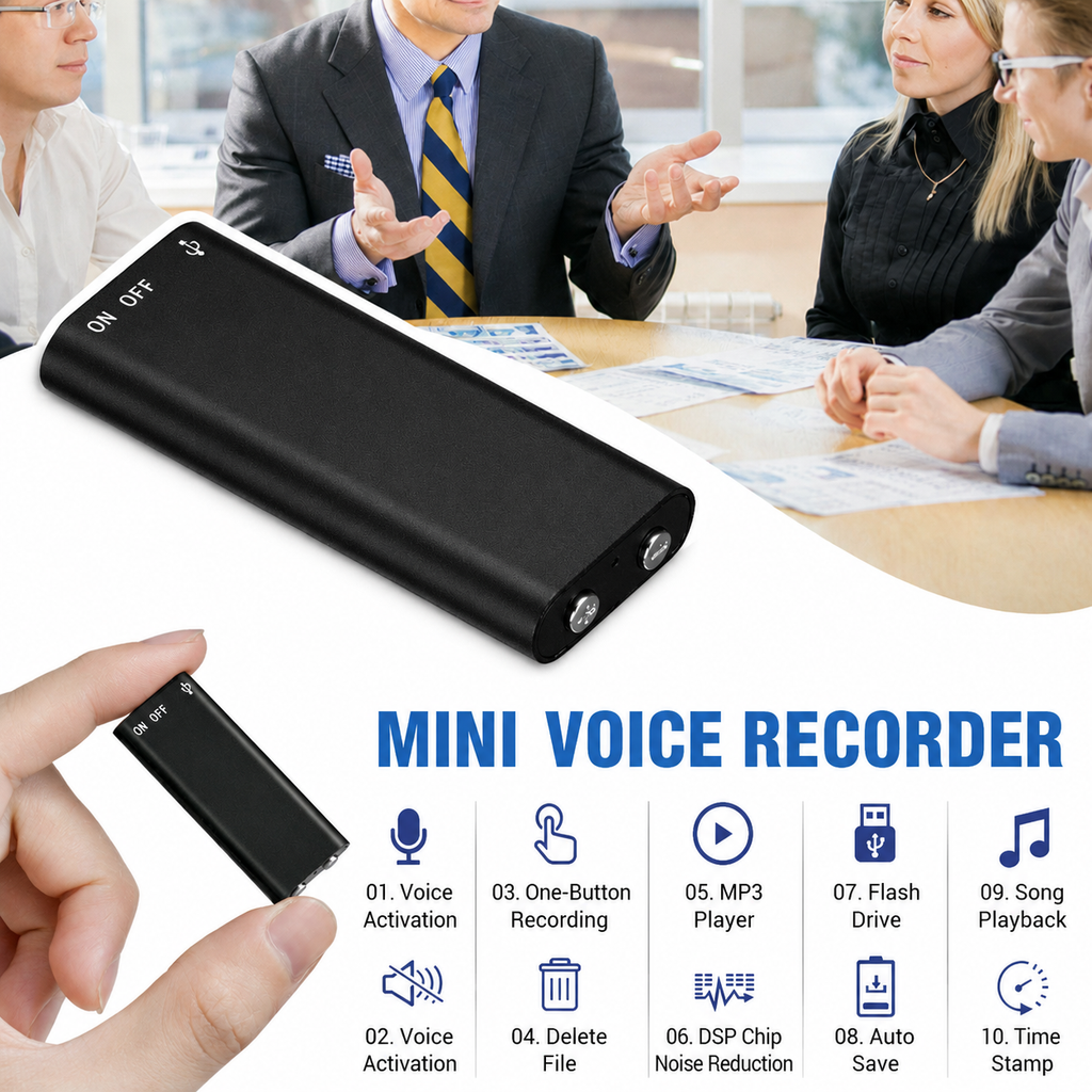Dictation Device | Compact Audio Recorder | Single Press Recording | MicroSpy