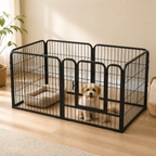 Dog & Small Pet Playpen 120x60x60cm | Foldable Heavy-Duty Metal Fence | Stainless Steel Panels