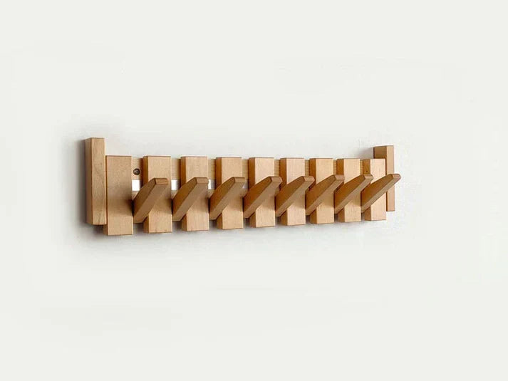 Piano Coat Rack in Wood | Sturdy Walnut & Maple Wood | 8 Hooks Wall-Mounted | Keystrak
