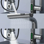 Pull-out Faucet 360° Rotation | LED Temp Display | 5 Spray Settings | Flowsense