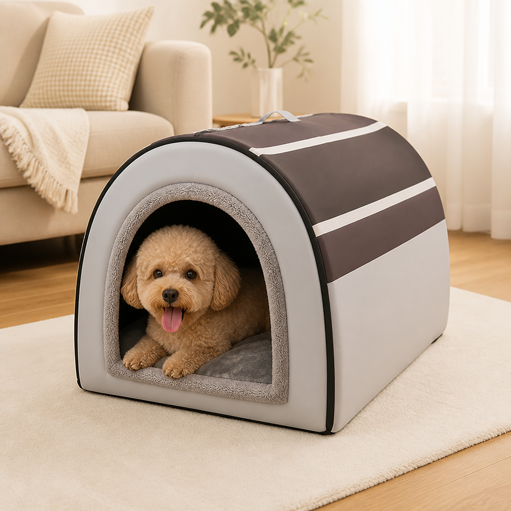 DogBedHouse Foldable Enclosed Cave Pet Bed (Removable Cushion)