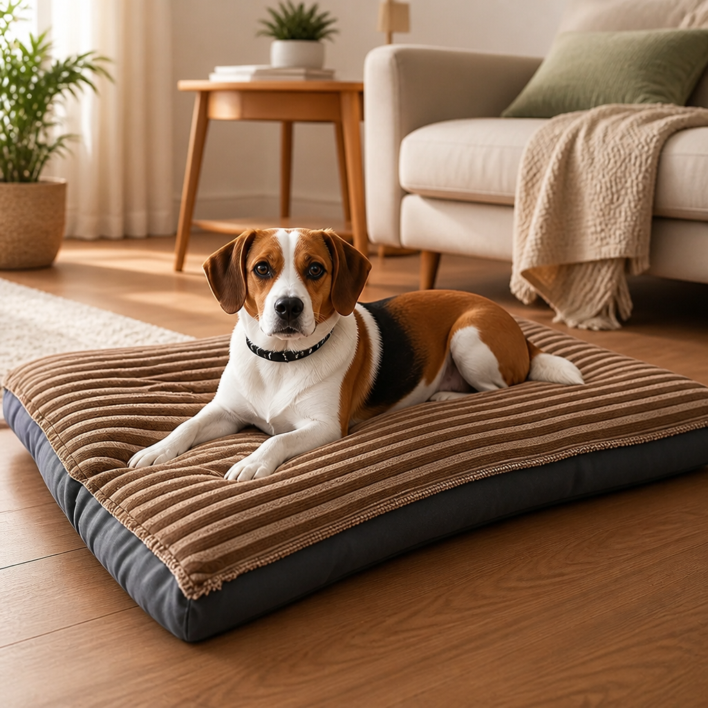 Dog Bed for Medium & Large Dogs | Corduroy & Cotton Thick Sleeping Mat | Removable Washable Cover | Warm & Cozy