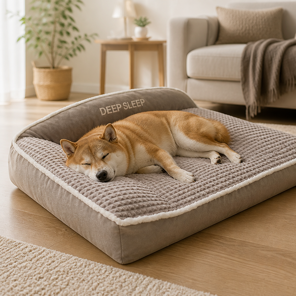 Pet Sofa Bed | Luxury Winter Plush Bolster | Removable Cover & Non-Slip Bottom