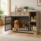 Dog Crate Furniture | Convertible Sideboard | Wood & Metal Frame, Storage Drawers | 120×60×87 cm