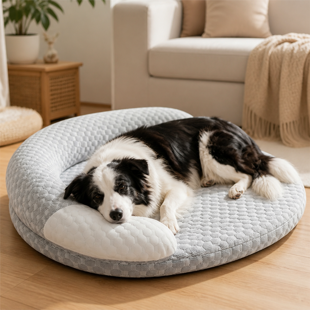 Cooling Pet Bed | Ice Silk Cooling, Honeycomb Breathable | Removable Washable Cover & Non-Slip