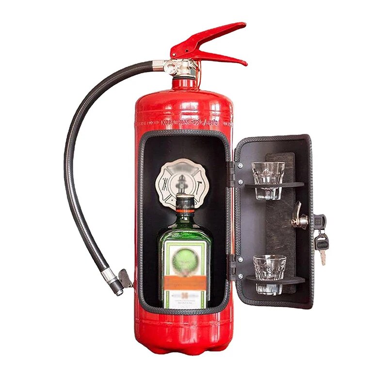 Bottle Holder in Fire Extinguisher Style | Decorative Drink Holder | Hidebar