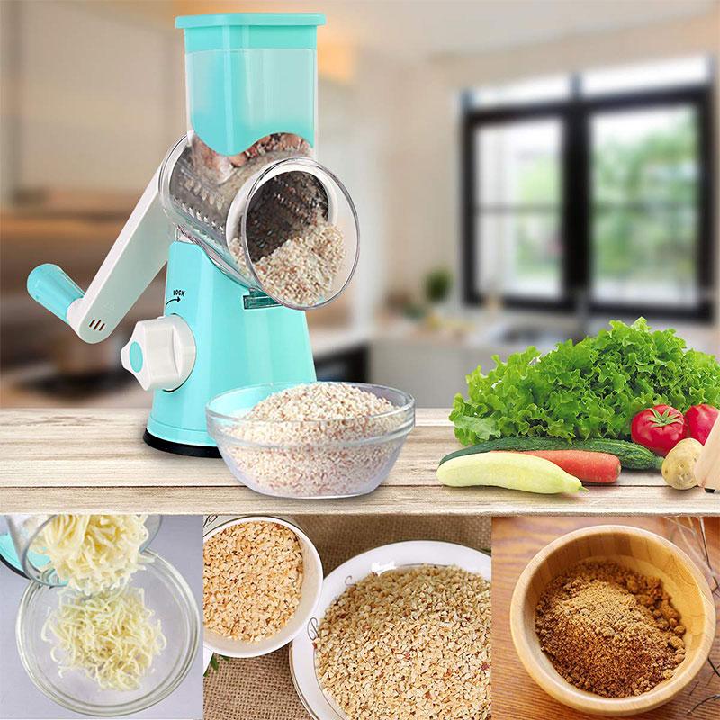 Rotary Grater for Vegetables | Cutting Drum Blades | Secure Non-Slip Suction Base | SliceCraft