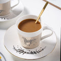 Coffee Cup Saucer | Porcelain Saucer | Gold Stripe Pattern Decor | AuraCup