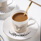 Coffee Cup Saucer | Porcelain Saucer | Gold Stripe Pattern Decor | AuraCup