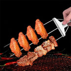 Stainless Steel Grill Skewer | Twin Prongs | Slide Scraper for Clean Serving | SkewerPro