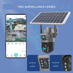 Security Camera Solar Dual-Lens | 360° PTZ 10x Zoom | 12,000 mAh IP66 4G WiFi | Vigiora