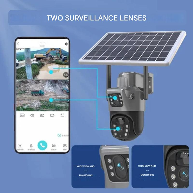 Security Camera Solar Dual-Lens | 360° PTZ 10x Zoom | 12,000 mAh IP66 4G WiFi | Vigiora