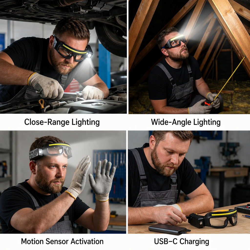 Work Lamp with Motion Sensor | Hands-Free Use | LED Glasses Lamp | SensorGlow