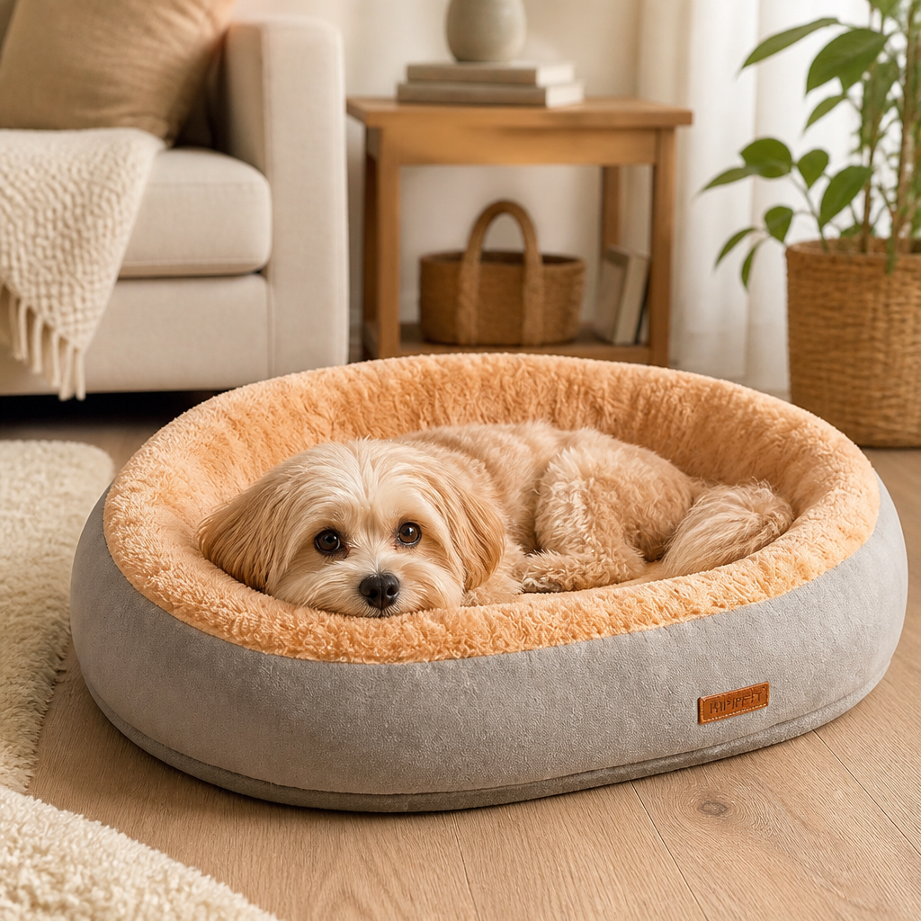 Small Dog & Cat Bed | Calming Donut Corduroy Plush | Washable & Breathable | Cozy Warmth