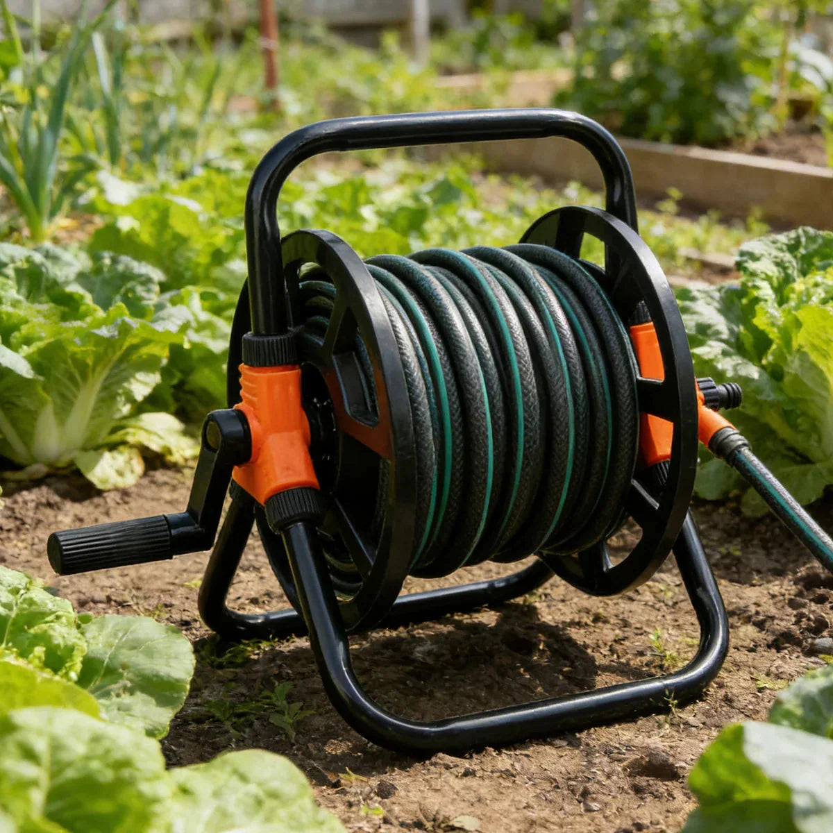 Portable Garden Hose Reel | Freestanding | Smooth Hose Control | FlowCrank