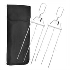 Stainless Steel Grill Skewer | Twin Prongs | Slide Scraper for Clean Serving | SkewerPro