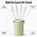 VoyaPack™ — Store, Secure & Dispense All Four Toiletries in One Case