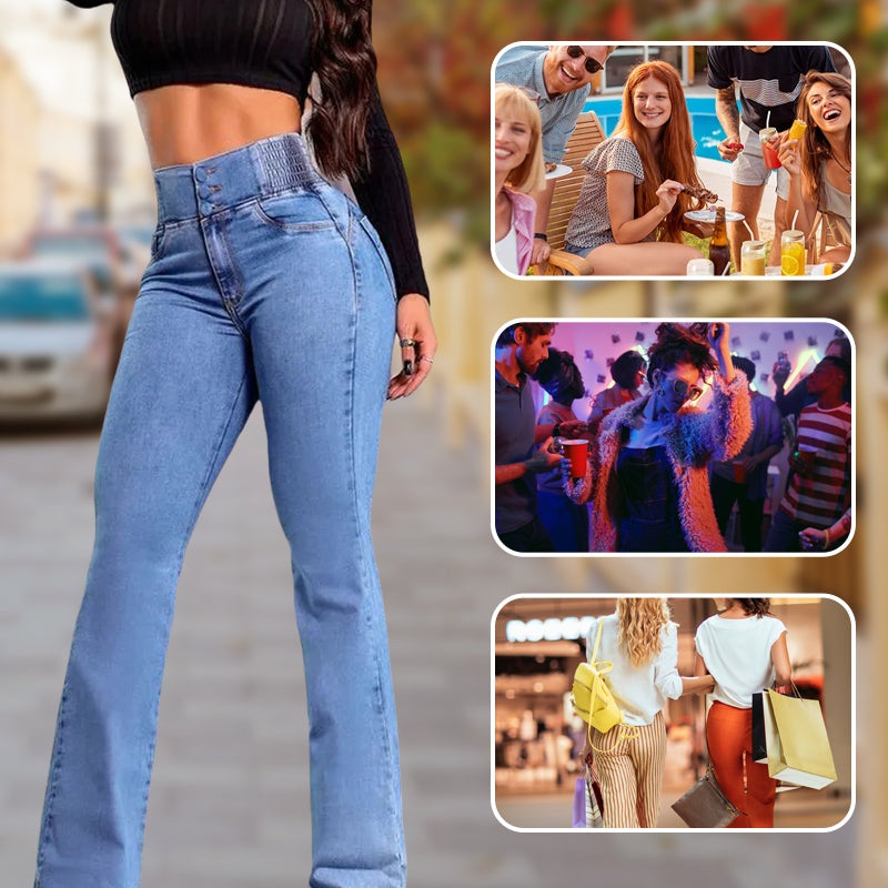 VeloraStretch™ High Waist Flare Jeans — Sculpt Your Curves and Stride with Unstoppable Confidence All Day