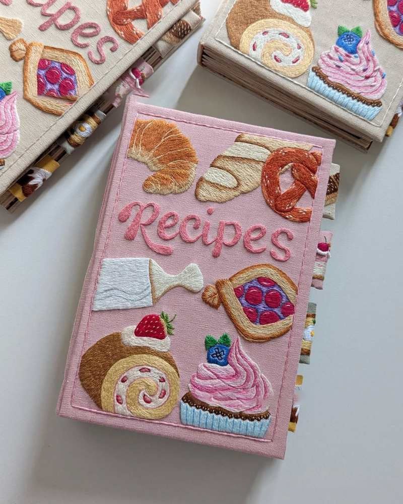 Notebook | Handmade Recipe Journal | Embroidered Cloth Cover | RecipeHeart