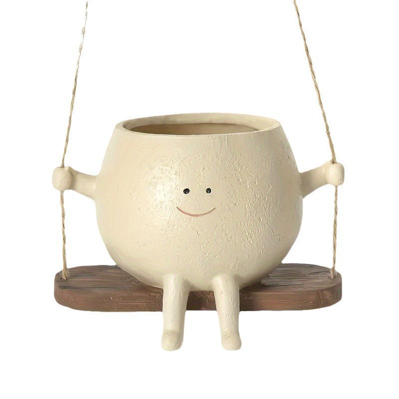 Smily Face Plant Pot | Resin Rocker Chair | Succulent & Cactus Accent | GrinPot