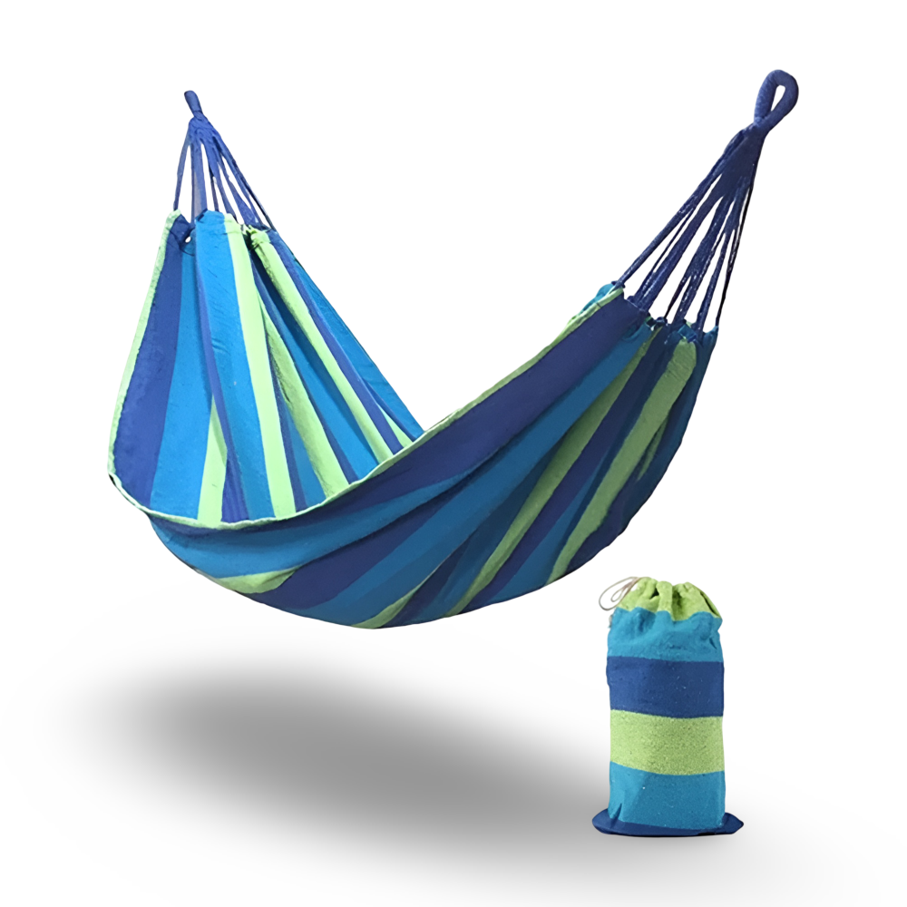 Outdoor Hammock | Cotton Fabric for Breathability | Includes Ropes and Carrying Bag | CampNest