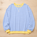 VeroLuxe™ – Relaxed Striped Crewneck Sweatshirt with Contrast Trim