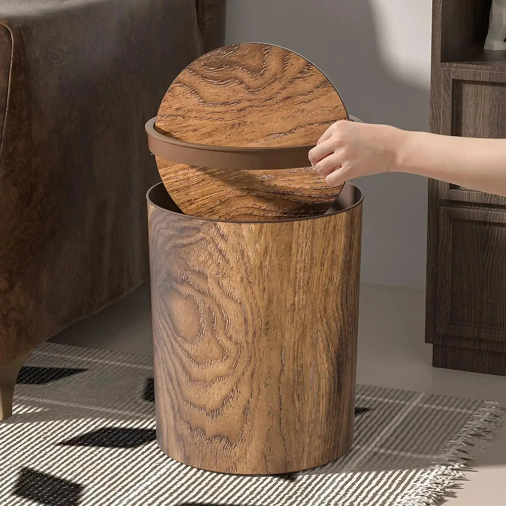 Trash Can with Swing Lid | Wood Finish | Silent and Sanitary | HyggeBin