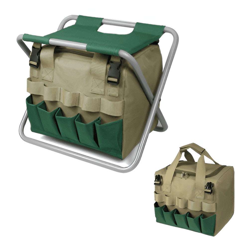 Compact Foldable Garden Tool Set | Oxford | Tool Bag & Stool | Sitwerk