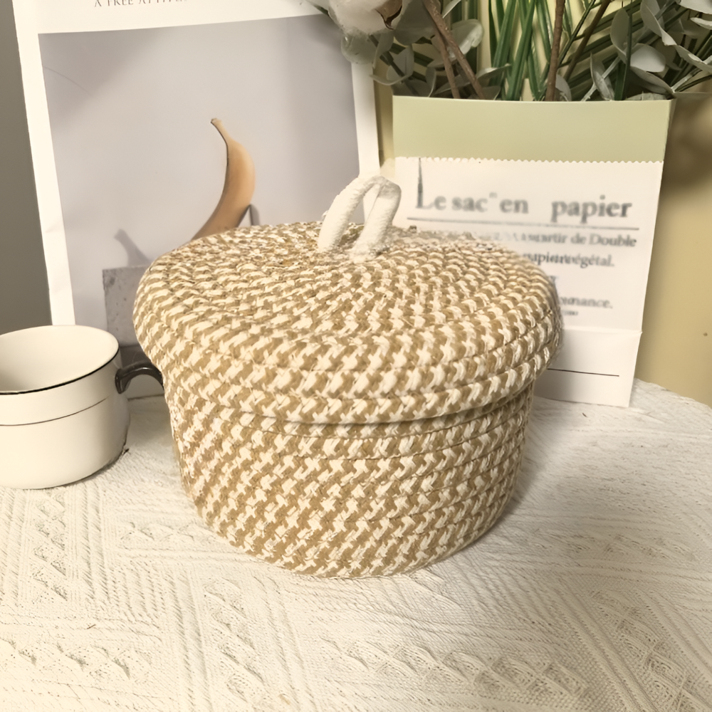Woven Storage Basket | Round Storage Basket | Boho Handwoven | CasaWeave