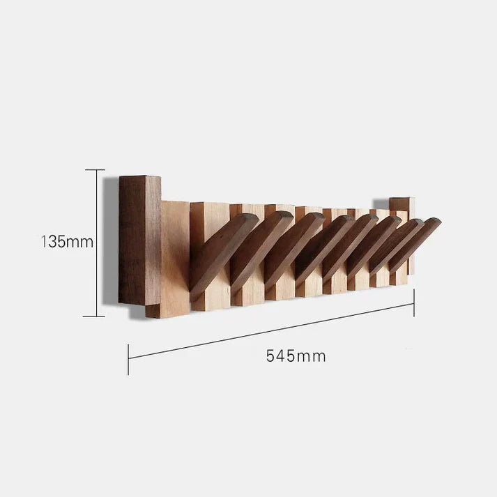 Piano Coat Rack in Wood | Sturdy Walnut & Maple Wood | 8 Hooks Wall-Mounted | Keystrak