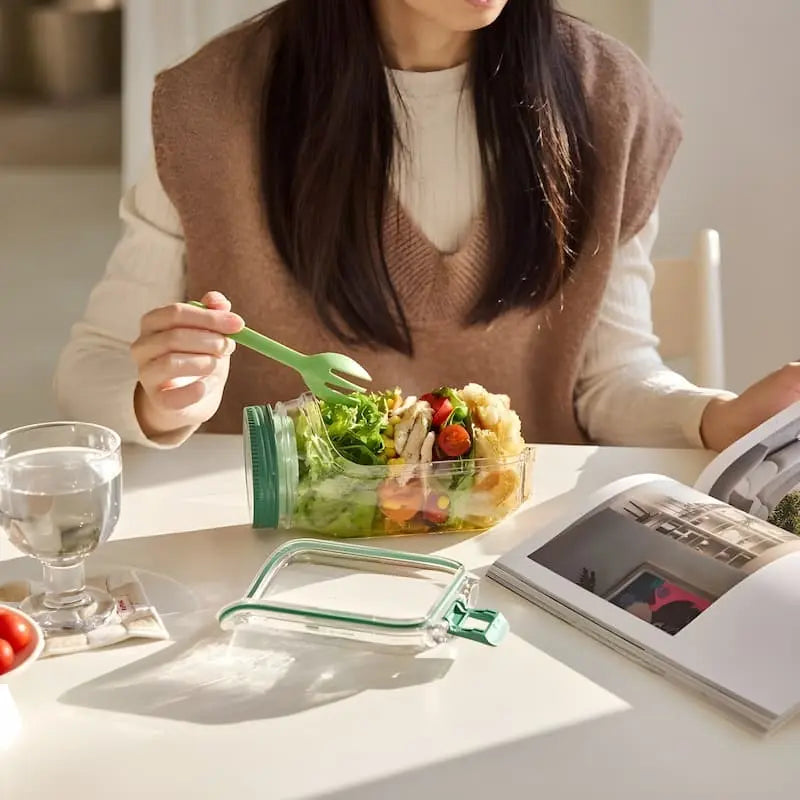 Glass Salad Bowl | Side Entry | Airtight Screw Lid | FreshBowl