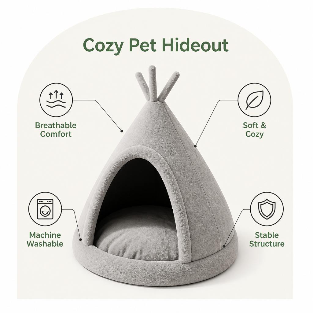 DogBedHouse Washable & Breathable Plush Pet Teepee (Multiple Sizes)