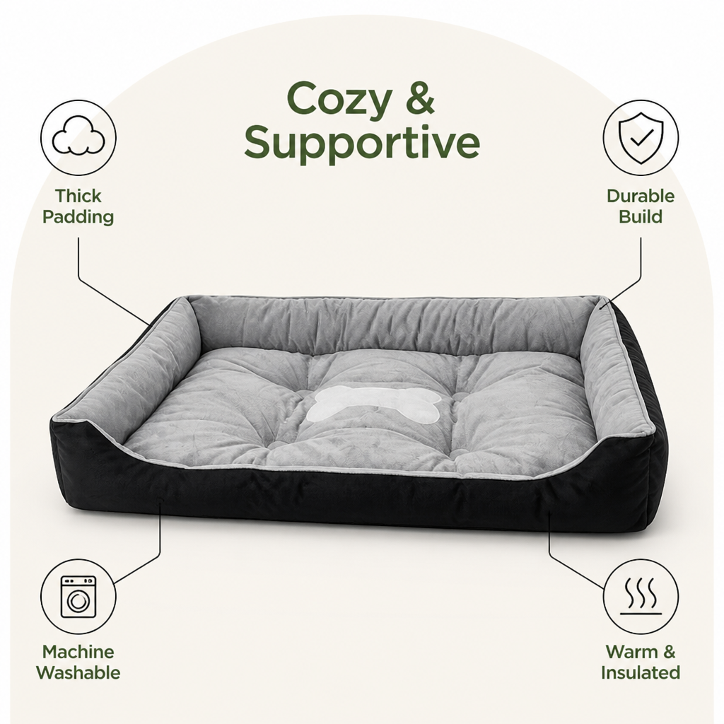 DogBedHouse Thickened Teddy Plush & Machine Washable Pet Mat