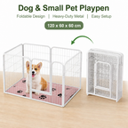 Dog & Small Pet Playpen 120x60x60cm | Foldable Heavy-Duty Metal Fence | Stainless Steel Panels