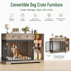 Dog Crate Furniture | Convertible Sideboard | Wood & Metal Frame, Storage Drawers | 120×60×87 cm