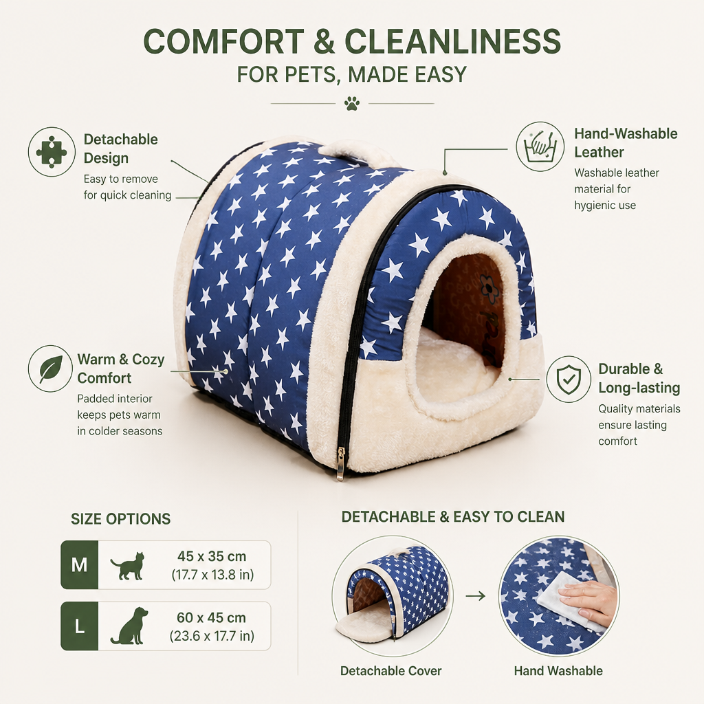 Pet Bed Mat for Cats & Dogs | Detachable Hand-Washable Leather | Padded & Warm