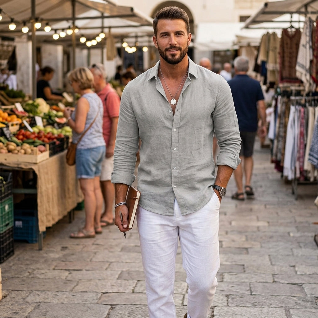 VenturoLux™ – Breezy Lightweight Cotton-Blend Long-Sleeve Shirt