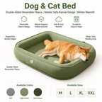 Dog & Cat Bed | Double-Sided Reversible Fleece | Bolster Sofa Kennel Design | Winter Warmth