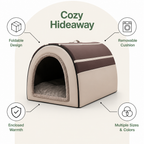DogBedHouse Foldable Enclosed Cave Pet Bed (Removable Cushion)
