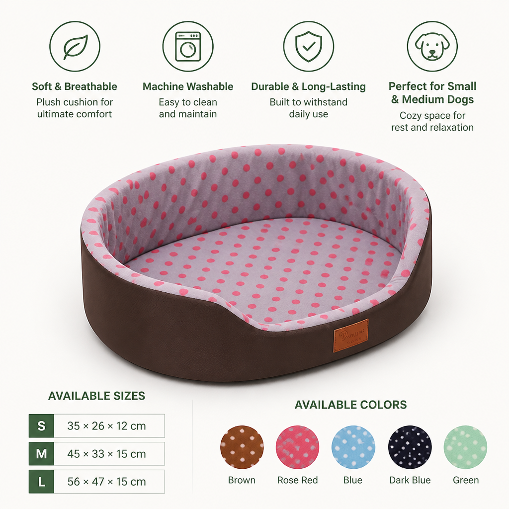 Dog Bed Mat for Small & Medium Dogs | Plush Breathable Cushion | Machine Washable & Durable