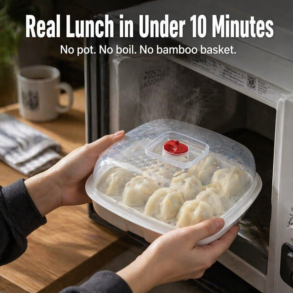 VaporLux™ — Steam Fish, Dumplings & Veggies Straight in Your Microwave