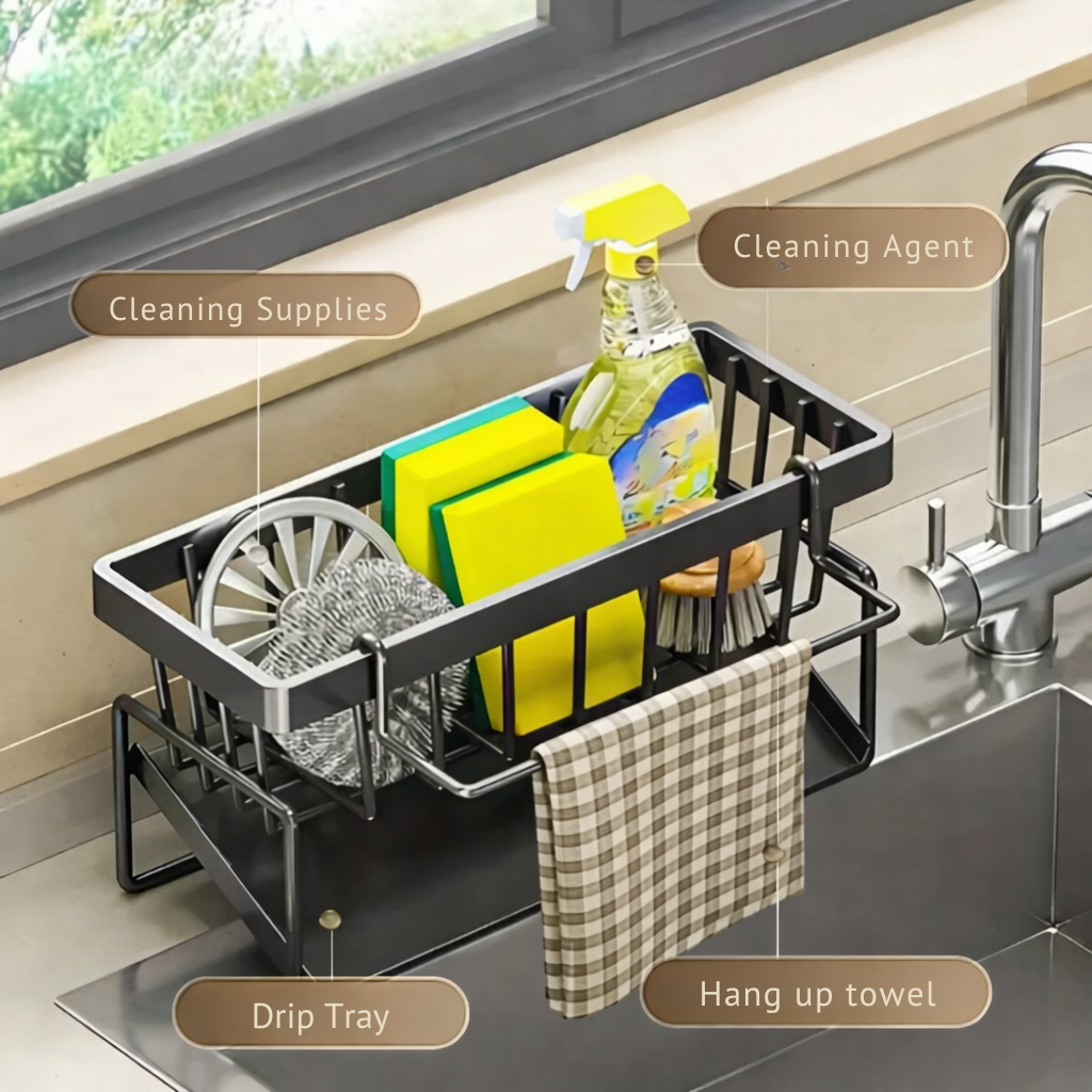 Kitchen Sink Rack | Rust-Resistant | Featuring Towel Holder | AquaRack