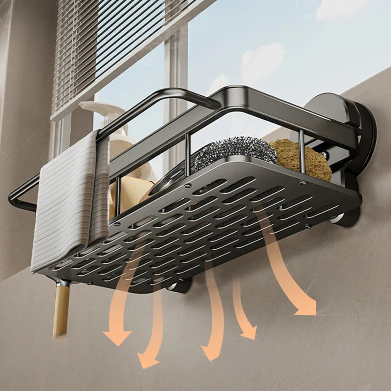 Kitchen Shelf | Powerful Suction Cup Attachment | Open Water Drainage | SnapShelf
