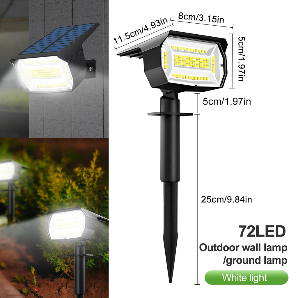Solar-Powered 3-Mode Weatherproof LED Spotlight (RGB & Warm White)
