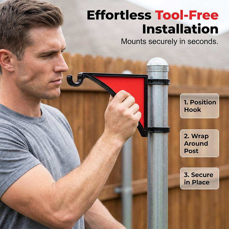 Fence Post Hook Metal | No-Tool Installation | Weather-Resistant | FenceHook