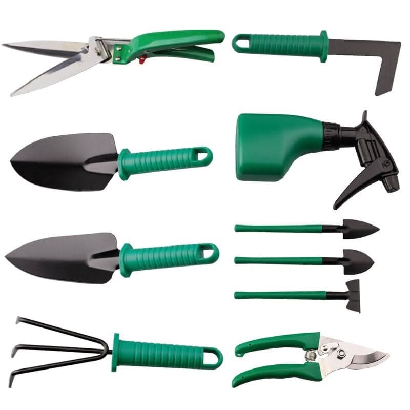 Garden Tool Set | 10 Stainless Steel and ABS Pieces | Ergonomic | TerraSet
