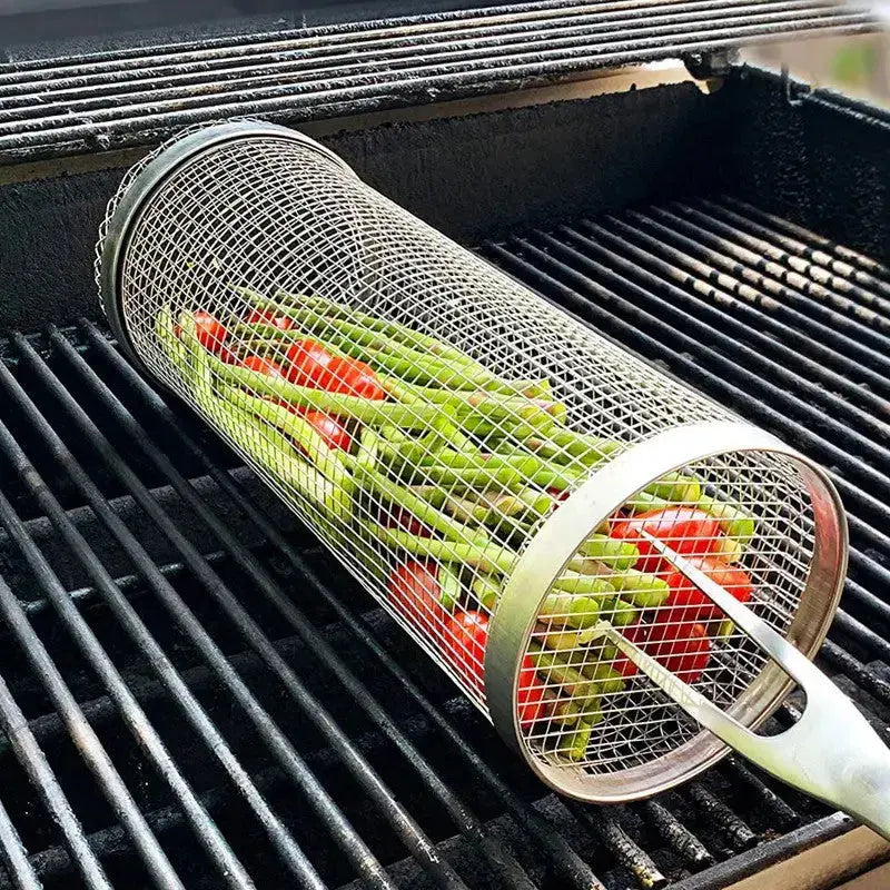 Stainless Steel Grill Basket | Rolling Basket | Ideal for Small Grill Items | GrillRoll